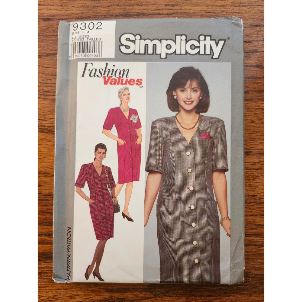 Simplicity 9302 Vintage 1989 Sewing Pattern Misses Petite Dress Size 8-18 Uncut